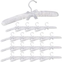 20 x Cintres en satin, Cintre rembourré doux pour vestes, Crochet rotatif 360°, 38 cm, noeud, blanc