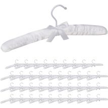40 x Cintres en satin, Cintre rembourré doux pour vestes, Crochet rotatif 360°, 38 cm, noeud, blanc