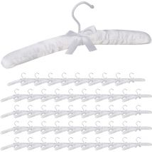 50 x Cintres en satin, Cintre rembourré doux pour vestes, Crochet rotatif 360°, 38 cm, noeud, blanc