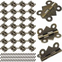 Volavo - 25X20mm Petites Mini Charnières Papillon Pliantes Charnières, Bronze Antique Mini Charnières pour Meubles de Maison Quincaillerie d'Armoire