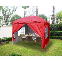 2.5x2.5 m Outdoor Pop Up Gazebo Party Marquee Tent with 4 Leg Weights Red