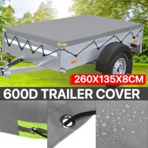 Mohoo - 260x135x8cm Cubierta 600D Remolque Carpa de techo para automóvil Cubierta protectora resistente al agua de pvc a prueba de polvo Toldo de