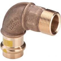 Viega 2614 Curva 90° Fr Ø18X3/4'Maschio In Bronzo a Pressare Per Gas - 345761