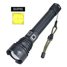 26650 High Lumens XHP90 led lampe de poche, lampe de poche à led tactique XHP90 rechargeable XHP90, lampe à main lumineuse avec 3 modes, lampe à zoom
