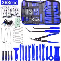 Longziming - 268 Pièces Outils De DéMontage De Garnitures Trousse, pour Panneau Accessoires Porte Autoradio Tableau De Bord De Voiture, avec Broches