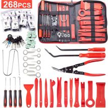 268 Pièces Outils De DéMontage De Garnitures Trousse, pour Panneau Accessoires Porte Autoradio Tableau De Bord De Voiture, avec Broches De Retenue,