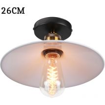 26cm Lampada da Soffitto Vintage Retrò E27 Lampadario Ferro Forma di Cappello per Camera da Letto Scale Soggiorno Bianco