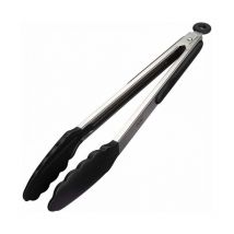27 cm Noir Pince Cuisine Professionnel, Pince Barbecue en Acier Inoxydable et SiliCône Alimentaire, Pince de Cuisine Résistant à la Chaleur