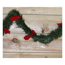 Premier Decorations - 2.7m x 10cm Premier Christmas Green Tinsel with Red Bows Festive Decorative