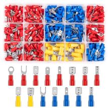 Ikodm - 280 Pièces 15 Types Cosses Electriques A Sertir Connecteurs Avec Douilles Isolantes, Anneau Plates Fourches Cosses Et Kits Avec Coffret 