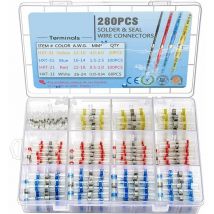 280pcs Cosses électriques Joint de soudure thermorétractable Joint de soudure en cuivre électrique Connecteur de câble thermorétractable 4 Taille de