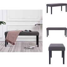 281309 Bench 106 cm Grey Faux Leather - Banc En Cuir Artificiel - Banc Coffre - Banc Salon - Meuble D'entrée - Rangement Intérieur