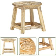 Hommoo - The Living Store Tabouret peint à la main 38x38x35 cm Bois de manguier solide - Tabouret De Bar - Tabouret Vintage - Tabouret En Bois