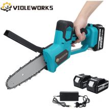 Drillpro - Tronçonneuse à batterie sans fil 288V avec 2xBatteries scie à chaîne électrique Portable jardinage lbtn