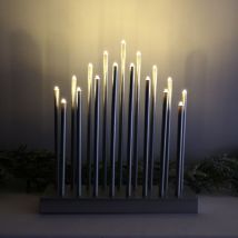 Premier Decorations - 29cm Premier Christmas Candle Bridge with 17 LEDs & Timer in Silver Battery Operated