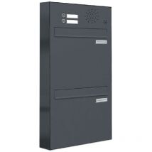 2er Briefkastenanlage für Tür- Zaundurchwurf Klingel ral 7016 Anthrazit