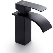 Einhebelmischer Waschtischarmatur Schwarz Wasserfall-Waschtisch-Wasserhahn Bad Armatur - Cecipa