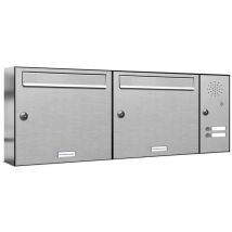 2er Edelstahl Briefkastenanlage für Aufputz - Wandmontage Klingel