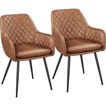 2er Esszimmerstühle mit Armlehne Sessel für Wohnzimmer/Esszimmer Polsterstuhl Küchenstuhl Bezug aus Kunstleder Sitzhöhe ca.51 cm, bis 120 kg
