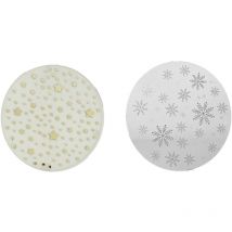 2er Set Spiegelglasuntersetzer mit Glitzer und Sternen – Ø 20 cm – Glas – Dekoration für Advent und Weihnachten