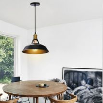 Pendelleuchte Lampenschirm Vintage Hängelampe aus Metall Edisen E27 Lampe für Loft Esszimmer Wohnzimmer Flur Schwarz - 1PCS