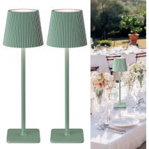 2er LED Tischlampe kabellos mit 5200mAh Akku – IP54 wetterfest – dimmbar – 3 Farbtemperaturen – elegante Außenlampe
