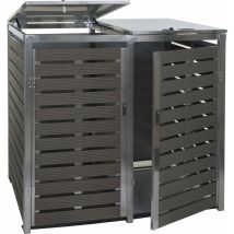 2er Mülltonnenverkleidung HHG-679, Mülltonnenbox, 119x134x84cm WPC Edelstahl 78kg anthrazit