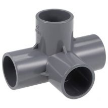 2er-Pack 4-Wege-Winkelverschraubungen aus pvc in Möbelqualität, 25 mm, Grau