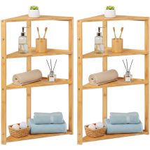 Thinia Home - 2er-pack Bambus-eckregale Mit 3 Baldachin-ebenen 80x36,6x33,5cm
