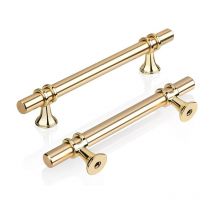 Linghhang - 2er-Pack goldene T-Griffe für Küchenschränke, 96 mm, moderner, eleganter goldener Schranktürgriff aus Zinklegierung, Schubladenknopf für