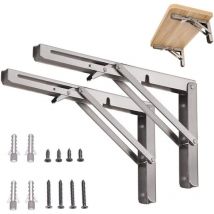 2er-Pack faltbare Regalhalterungen, robuste Wandhalterung aus poliertem Edelstahl Typ k mit kurzem Entriegelungsarm