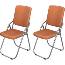 2er Pack Klappstuhl Besucherstuhl, PU Esszimmerstuhl, Leder gepolstert Esszimmerstuhl, Metallgestell mit Rückenlehne - Orange 46 x 53 x 86 cm