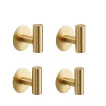 Csparkv - 2er-pack Selbstklebende Haken, Gebürstetes Gold, Sus304-edelstahlhaken, Robuste, Wasserdichte Wandhaken Für Mäntel, Bademäntel, Handtücher 