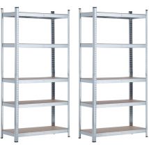 2er-pack Modulare Metallregale Mit 5 Böden, 875kg, Silber, 90x40x180cm, 7house