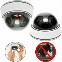2er-Pack professionelle Dummy-Dome-Kameras mit Blitz, Objektiv und blinkender led (weiß).