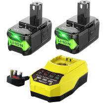 Pdstation - 2er-Pack Ryobi 18 v P108 P102 9,0 Ah Ersatzakkus und P117 Ladegerät, kompatibel mit Ryobi 18 v Akku-Werkzeugen P103 P104 P105 P107 P109