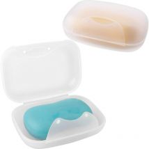 2er-Pack Seifenschale Seifenbehälter für Badezimmer, Camping, Fitnessstudio (transparent)