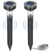 Ymyny - 2er-Pack Solar-Maulwurfabwehr für den Garten im Freien, 2-in-1-Solar-Rasenabwehr, Ultraschall-Tierabwehr