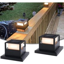 XVX - Confezione da 2 luci solari per pali di recinzione, alimentate ad energia solare con led smd impermeabili, per la decorazione di terrazze o