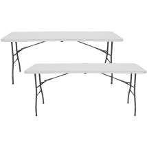 O91 - 2er-pack Tragbare Klapptische Aus Kunstharz, 240 Cm, Weiß