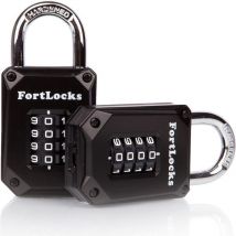 Gotrays - 2er-Packung Fitnessstudio-Spindschloss – 4-stelliges, robustes, wetterfestes Zahlenschloss aus gehärtetem Edelstahl für den Außenbereich –