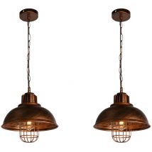 2er Pendelleuchte Vintage, Metall Kronleuchter im Industrielle Stil, Kette Hängelampe mit Ø33cm Dome Lampenschirm für Wohnzimmer Schlafzimmer