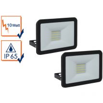 10 Watt LED Strahler ALU, 2er SET 5000 Kelvin Neutralweiß, IP65, 9x12cm