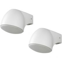2er Set Außenwandleuchte Downlight ferrera Alu weiß, High Power led, Höhe 13cm