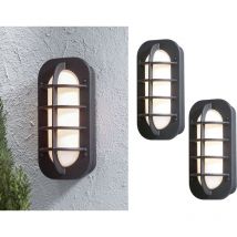 2er Set Außenwandleuchte / Wandlampe loke, Alu schwarz lackiert, Acrylglas opal