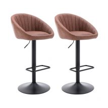 Wahson Office Chairs - Barhocker mit Lehne drehbar für Küche aus PU-Leder höhenverstellbar Braun 2er Set Wahson