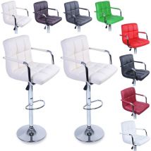 2 x Sgabelli da Bar e da cucina, Sgabello Lounge con schienale e braccioli, 8 colori diversi, cromato, rotazione libera a 360°, la regolazione in