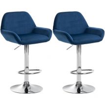 2er Set Barhocker Braga Samt blau Metall in Chromoptik