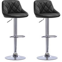 2er Set Barhocker Küchenhocker Mit Lehne Aus Kunstleder 360° Drehbar - Barstuhl, Einstellbare Höhe Schwarz