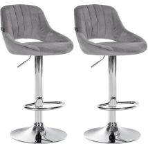 2er Set Barhocker Milet Samt dunkelgrau Metall in Chromoptik